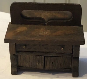 Vintage Dollhouse Miniature Wood Dresser With Mirror 1:24 Scale Drawer & Doors - Picture 1 of 12