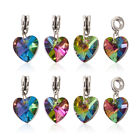 50Pcs Electroplated Glass Heart Pendants Colorful Alloy European Dangle Beads 