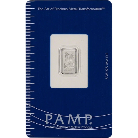1 gram Platinum Bar - PAMP Suisse - Fortuna - 999.5 Fine in Sealed Assay Cover