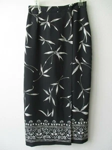 CHAUS BLACK & MULTI-COLOR FLORAL DESIGN WRAP STYLE SKIRT SIZE 8P - NEW - Picture 1 of 6