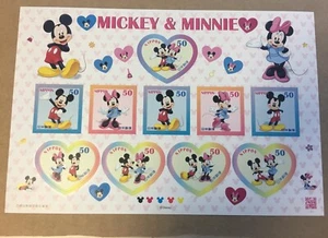 Disney Mickey & Minnie Character Japan 50Y stamp sheet - RARE - Picture 1 of 4