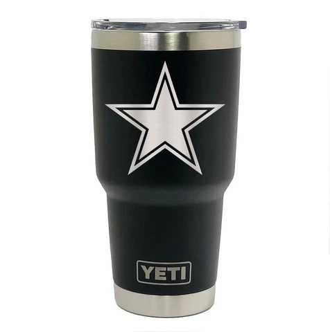 Dallas Cowboys YETI Laser Engraved Colster, 20 or 30 oz. Black Tumbler Cover