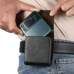 Pour Samsung Galaxy Z Flip3 5G/Z Flip ceinture clip étui étui en cuir sac étui - Photo 1/5