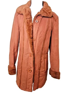 Tsunami Faux Fur Vegan Shearling Coat Women's Brown medium - Picture 1 of 7