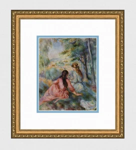 SIGNIERT 1958 RENOIR Vintage Farbdruck MÄDCHEN PFLÜCKEN BLUMEN Galerie gerahmt Echtheitszertifikat - Bild 1 von 3