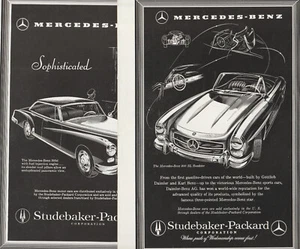 Lote 2 1957 1958 Vintage Revista Coche Anuncios Mercedes-Benz Studebaker-Packard - Imagen 1 de 3