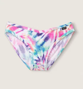 Vs Victorias Secret Pink Cotton Bikini Panty Underwear White Rainbow Tie Dye XS - Picture 1 of 2