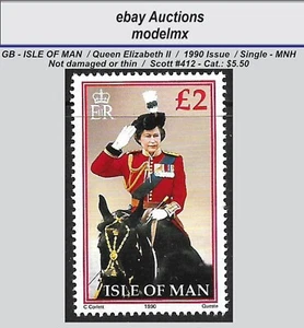 GB - Isola di Man, Edizione 1990 - Regina Elisabetta II, Scott #412, MNH - Cat. $5,50 - Foto 1 di 1