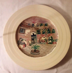Piatto vintage Grindley made in England dipinto cortile 10" - Foto 1 di 3