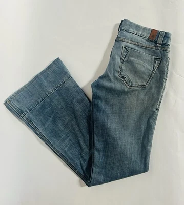 Pantalones de mezclilla acampanados Odyn para mujer talla 28 desgastados lavado desvanecido Y2K MRSP $158 algodón Foto 1 de 4