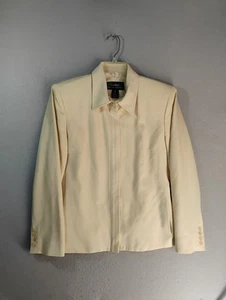 Lauren Ralph Lauren Womens Blazer 8 Beige Worsted Wool Full Zip Long Sleeve VTG - Picture 1 of 12