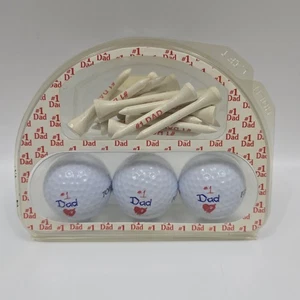 #1 Dad Golf Ball Set 3 Golf Balls And Golf Tees New Open Box - Picture 1 of 5