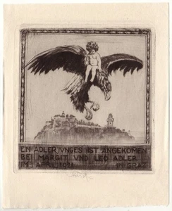 STORCH (?): Geburtsanzeige für Margit und Leoa Adler, Graz 1921 - Foto 1 di 1