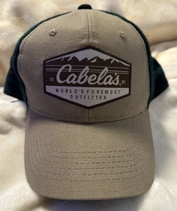Cabela's Hombres Sombrero Bronceado Gorra de Béisbol Verde Negro Franela Cuadros Snapback Ajustable - Imagen 1 de 6