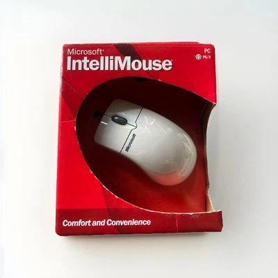 NOS Microsoft IntelliMouse PS/2 Wired Computer Mouse Wheel Scroll X08-07252 2001 - Image 1 of 4