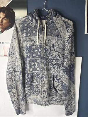 Para hombres Polo Ralph Lauren Azul Marino Paisley Cremallera Completa Sudadera con Capucha Hombres Talla SP Foto 1 de 4