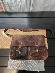 Maletín de cuero de búfalo de 18 pulgadas para computadora portátil bolsa de mensajero bolsa de oficina/universidad - Imagen 1 de 13