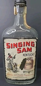 1940s Singing Sam Kentucky Corn Whiskey One Pint Bottle Paper Label VA Tax Stamp - Picture 1 of 8