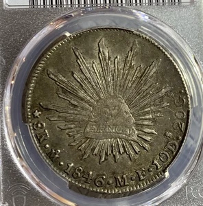 1846 MO MF MEXICO 8 REALE SILVER COIN PCGS AU50 - Picture 1 of 3