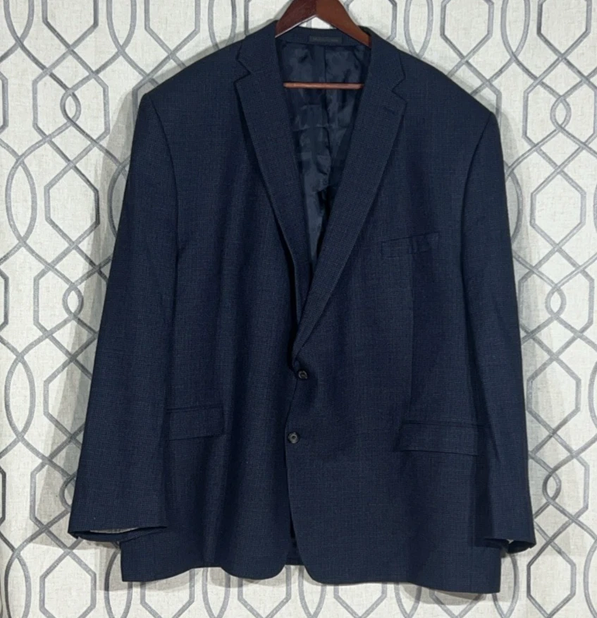 Blazer Lauren Ralph Lauren Masculino Casaco Esportivo Dois Botões Lã Sarja Azul Marinho Tamanho 58L - Imagem 1 de 4