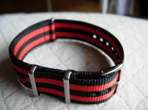 22 mm BRACELET OTAN "JAMES BOND PEPSI" NOIR ROUGE IDÉAL LIP NAUTIC SKI OU GMT - Photo 1/8
