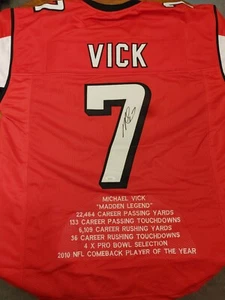 MICHAEL VICK HANDSIGNIERTES SIGNED PRO STYLE STAT TRIKOT MIT JSA COA #WIT387616 - Bild 1 von 3