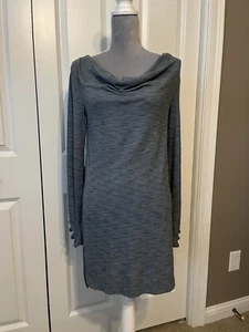 NWT Anthropologie Pure + Good Ribbed Knit Blue Marled Cowl Neck Shirt Dress SM - Picture 1 of 7
