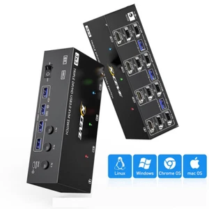 USB HUB HDMI KVM Switcher Internet Splitter Adapter LAN Switch Extended Screen - Picture 1 of 9