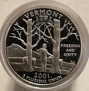 2001 S State Quarter Vermont Roll Gem Cameo Clad Proof 40 US Coins Proof Sets - Picture 1 of 3