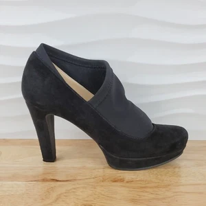 Ron White Heels Womens Size 7 Black Suede Elastic Slip On Shoes - Picture 1 of 12