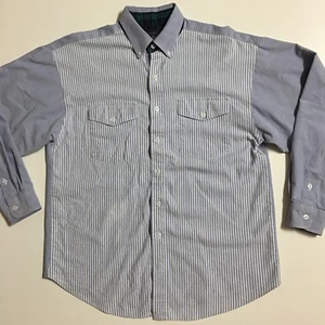 Panhandle Slim Western Shirt Mens L 16.5 Blue White Chambray Cotton Button Front - Picture 1 of 8