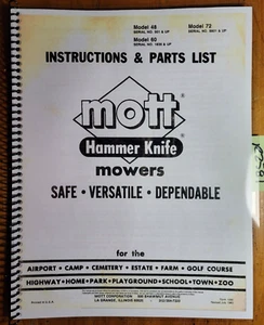 Mott 48 60 72 Hammer Knife Mower Owner's Operator's & Parts Manual 1230 7/83 - Picture 1 of 12