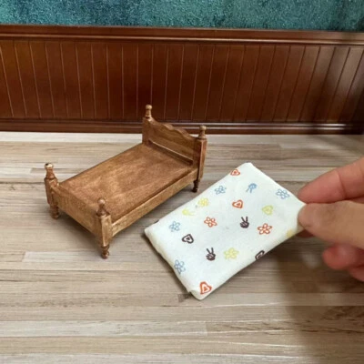 1:24 Scale Dollhouse Miniatures Tiny Furniture Old Bed with Mattress Bedroom - Image 1 of 4