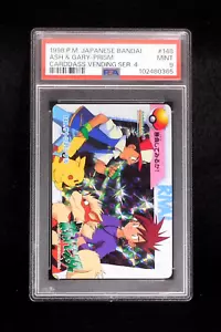 PSA 9 Pokemon Card Ash vs Gary #148 Prism Japanese Bandai Carddass Vending 1998 - Picture 1 of 7