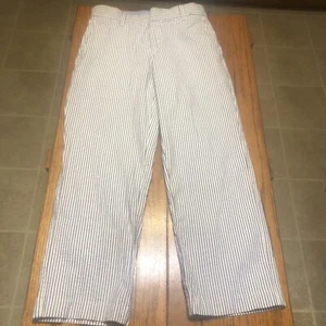 IZOD Youth Boys Pinstripe Flat Front Dress Pants -Size 8 Reg- Blue White Cotton - Picture 1 of 6