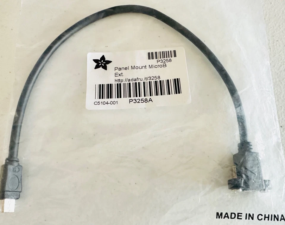 12inch USB 2.0 Micro-B 5 MALE pin to A Female PANEL MOUNT Cable - Image 1 of 1