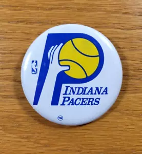 Indiana Pacers Pinback Button Vintage White Blue Badge Pin Round NBA Basketball - Picture 1 of 3
