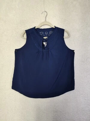 Top de mujer St Johns Bay extra grande pequeño azul 100 % poliéster corbata sin mangas Foto 1 de 4