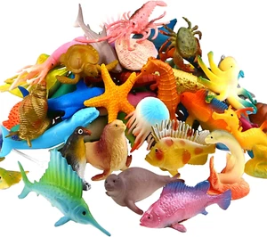 Ocean Sea Animal 52 Pack Assorted Mini Vinyl Plastic Animal Toy Set Realistic - Picture 1 of 6