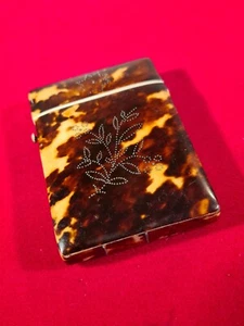 FINE COLLECTABLE FAUX TORTOISESHELL CARD CASE WITH GOLD PIQUE DECORATION c.1870 - Picture 1 of 10