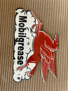 Porcelain Mobil Grease Enamel Sign Size 10x6 Inches - Picture 1 of 2