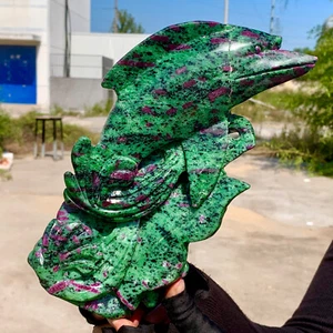 6.05LB Handcarved dolphin from natural Ruby in zoisite symbiosis crystal - Picture 1 of 22