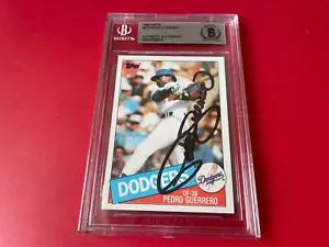 Pedro Guerrero Dodgers 1985 Topps Card Signed Auto Beckett BAS - Picture 1 of 2