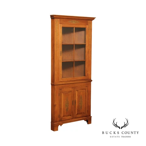 Hitchcock Vintage Stenciled Decorated Maple Corner Cupboard Cover