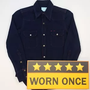 Camicia donna denim Calvin Klein SPESSA western con bottoni UK 4 (US 0) blu basic - Foto 1 di 9