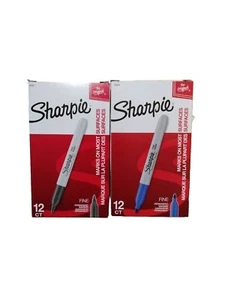 Sharpie 30001 Permanentmarker mit feiner Spitze - schwarz, 2 Packungen à 12 blau/schwarz - Bild 1 von 1