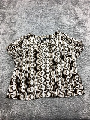 Worthington Short Sleeve Blouse Womens Size 1X Woman Beige Black Design - Image 1 of 4