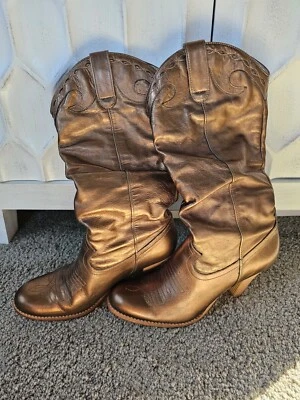 Jessica Simpson Leather Tan Cowgirl Slouch Scrunch Boots size 6 - Image 1 of 4