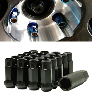 For Toyota Honda Black Wheel Rim Screw Bolts Racing 48mm Lug Nuts 12X1.5MM 20Pcs - Picture 1 of 1