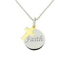 Sterling Silver Faith Necklace Gold Heart Charm & Adjustable Chain 16 - 18 Inch